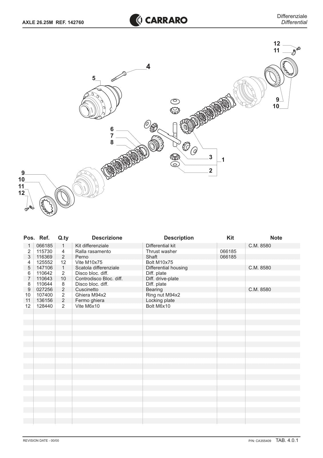 Carraro 26.25M Axle Parts Catalog (Ref. 142760) – sample page 2