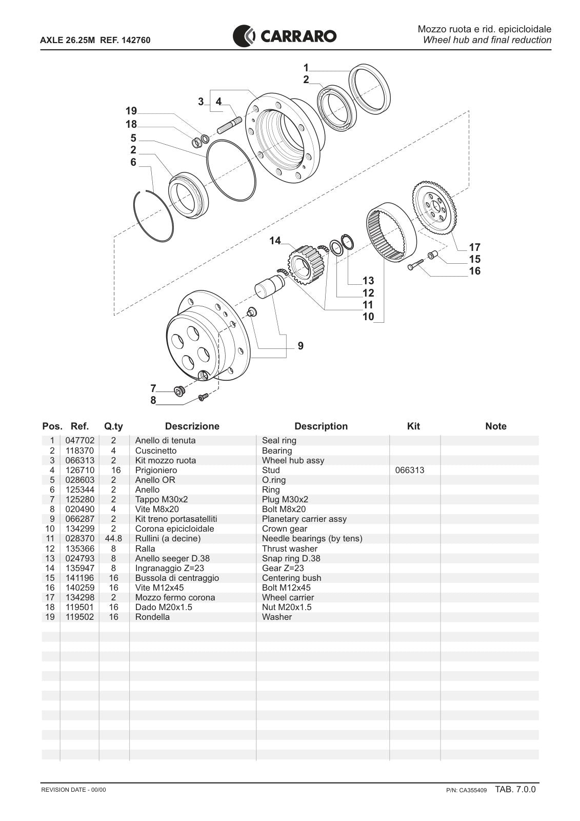 Carraro 26.25M Axle Parts Catalog (Ref. 142760) – sample page 3