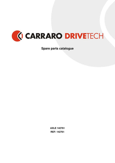 Carraro Axle Parts Catalog (Ref. 142761) – cover