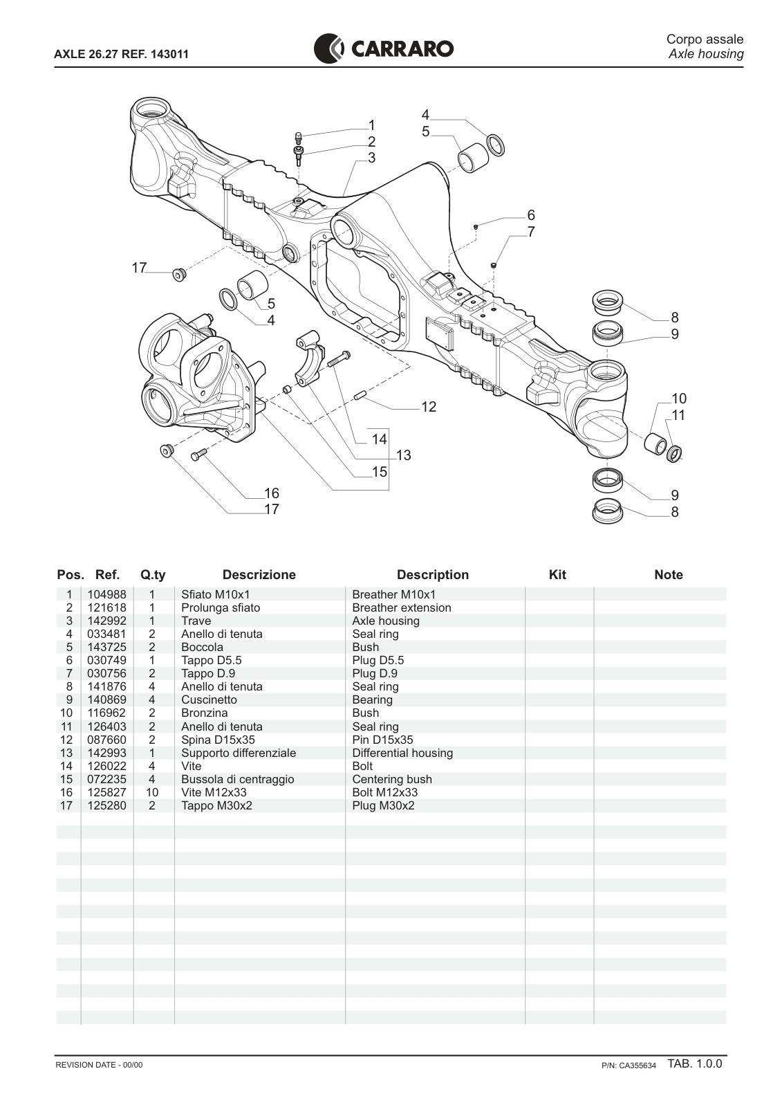 Carraro 26.27M Axle Parts Catalog (Ref. 143011) – sample page 1