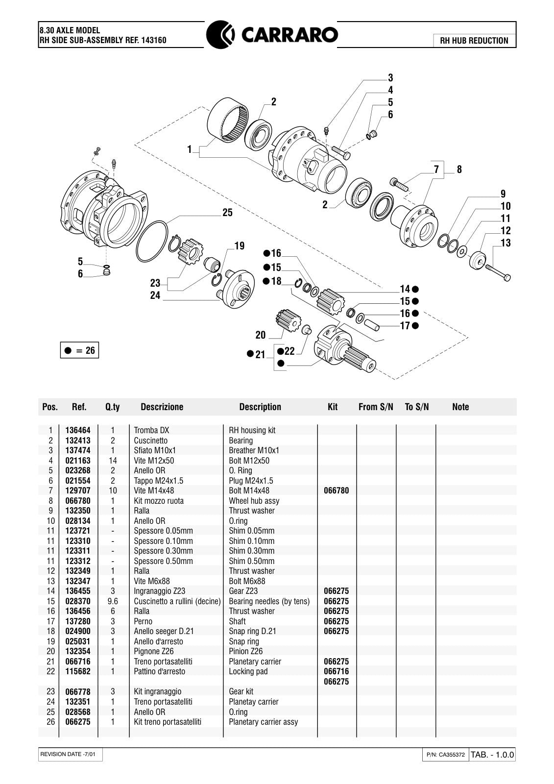 Carraro 8.30 Axle Parts Catalog (Ref. 143160) – sample page 1