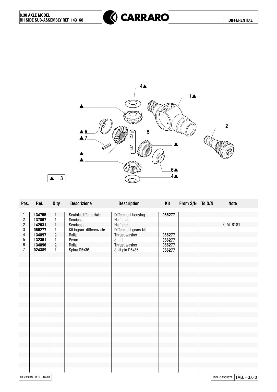 Carraro 8.30 Axle Parts Catalog (Ref. 143160) – sample page 2