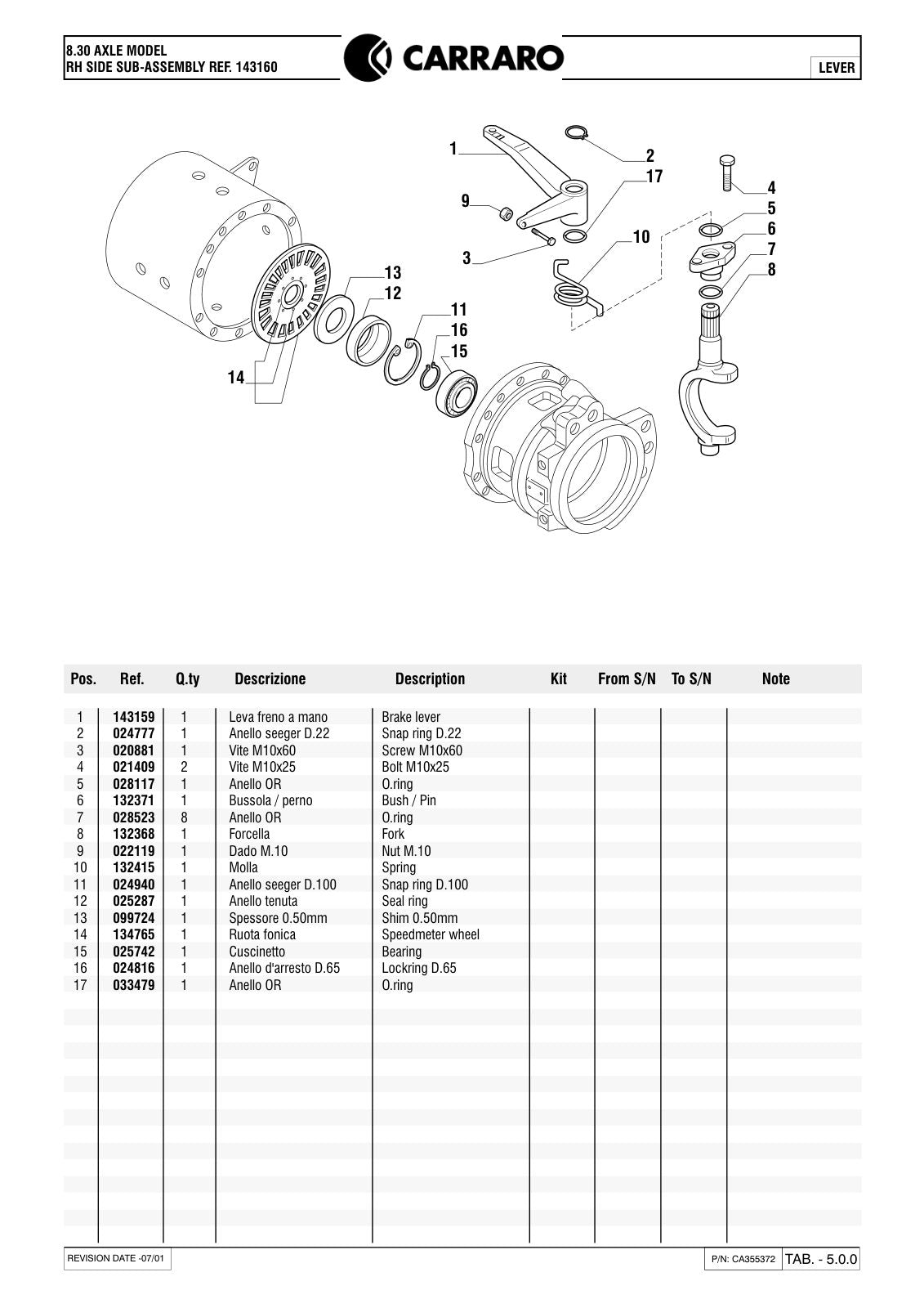 Carraro 8.30 Axle Parts Catalog (Ref. 143160) – sample page 3