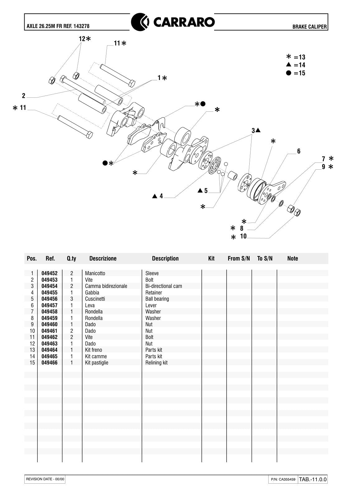 Carraro 26.25M FR Axle Parts Catalog (Ref. 143278) – sample page 3