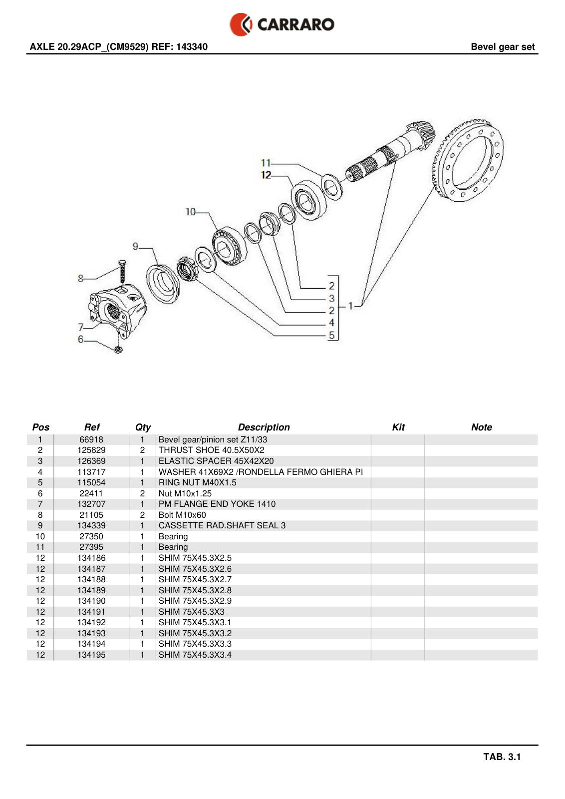 Carraro 20.29ACP Axle Parts Catalog (Ref. 143340) – sample page 2