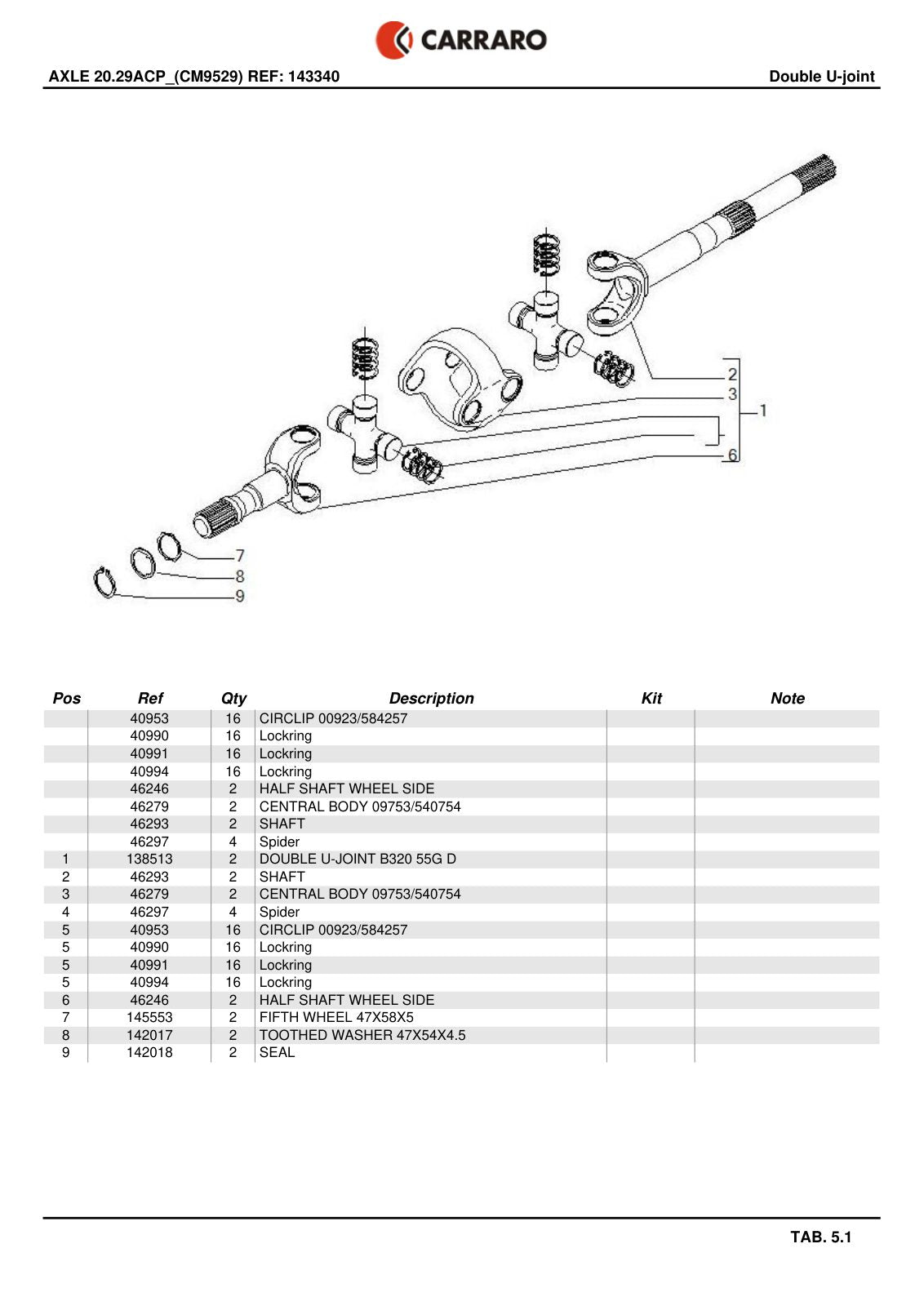 Carraro 20.29ACP Axle Parts Catalog (Ref. 143340) – sample page 3