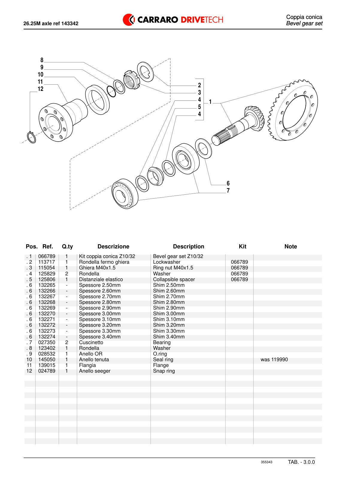 Carraro 26.25M Axle Parts Catalog (Ref. 143342) – sample page 2