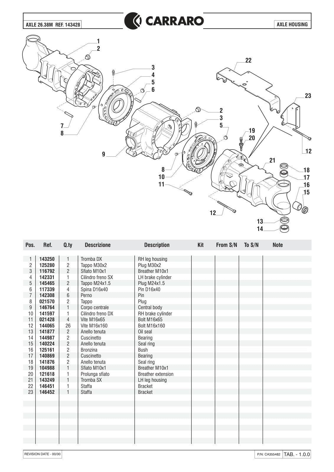 Carraro 26.38M Axle Parts Catalog (Ref. 143428) – sample page 1