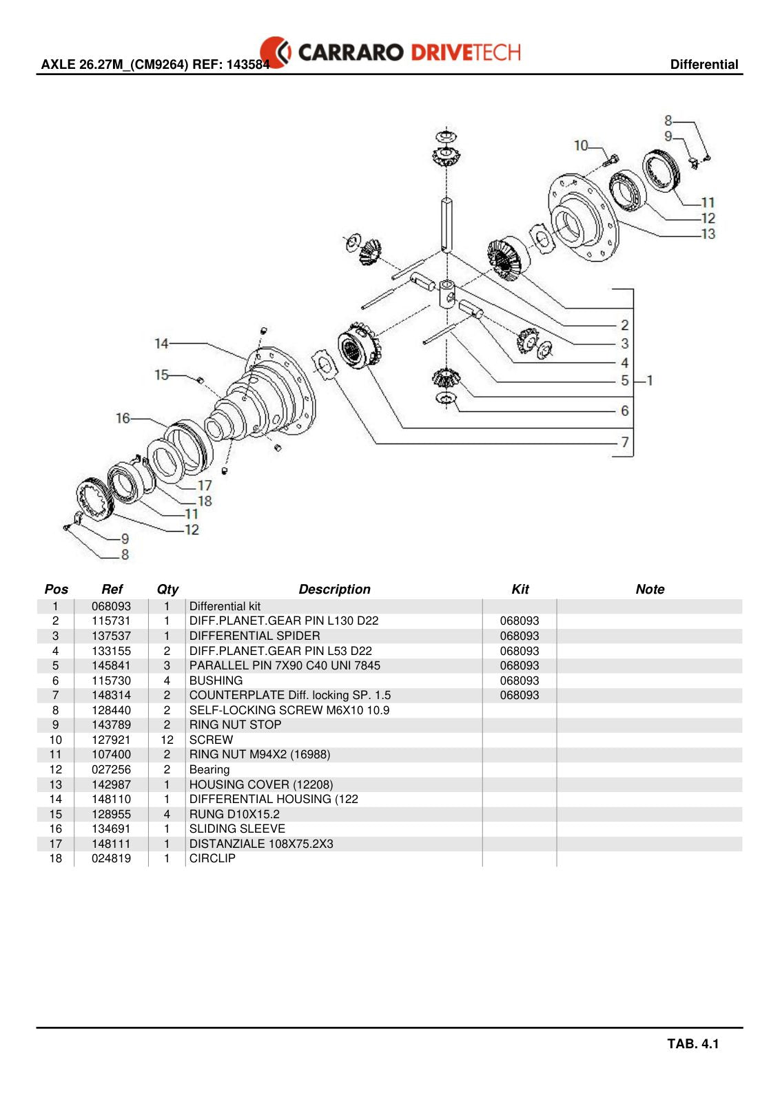 Carraro 26.27M Axle Parts Catalog (Ref. 143584) – sample page 2