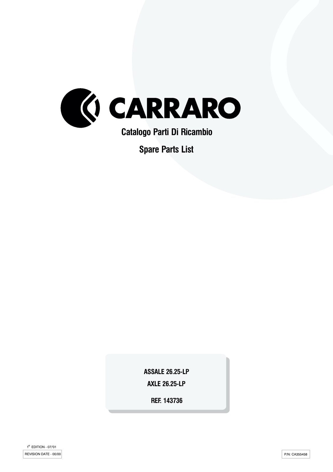Carraro 26.25-LP Axle Parts Catalog (Ref. 143736) – cover