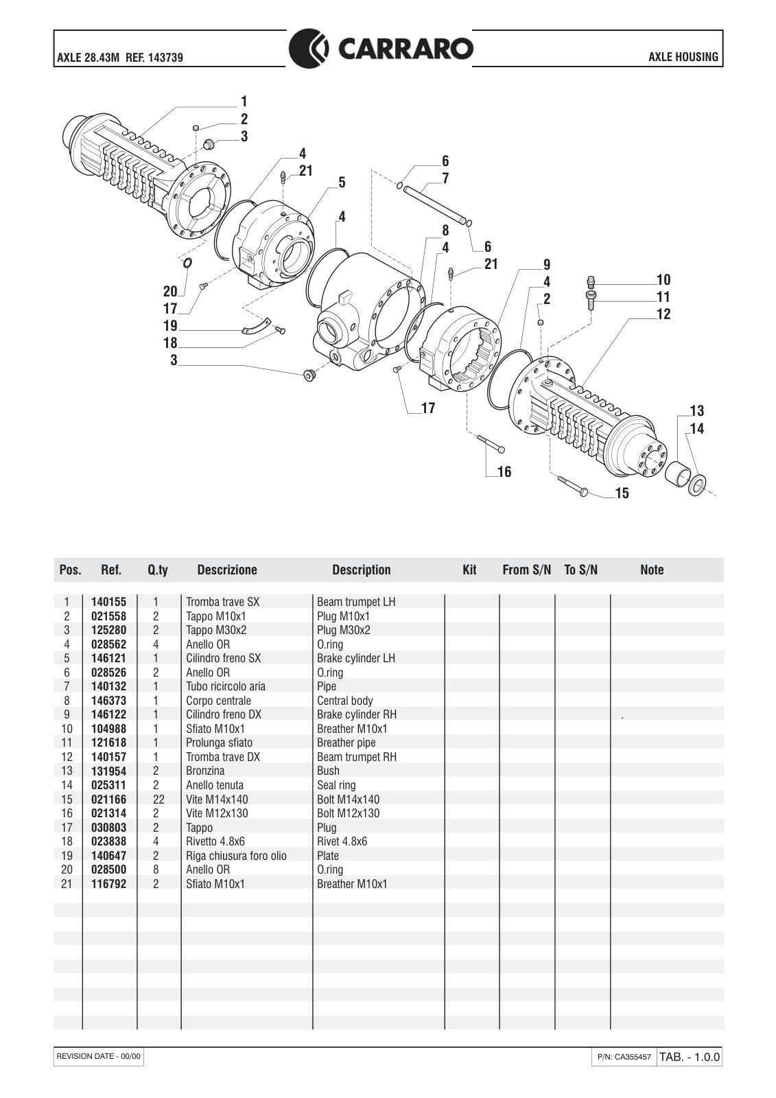 Carraro 28.43M Axle Parts Catalog (Ref. 143739) – sample page 1