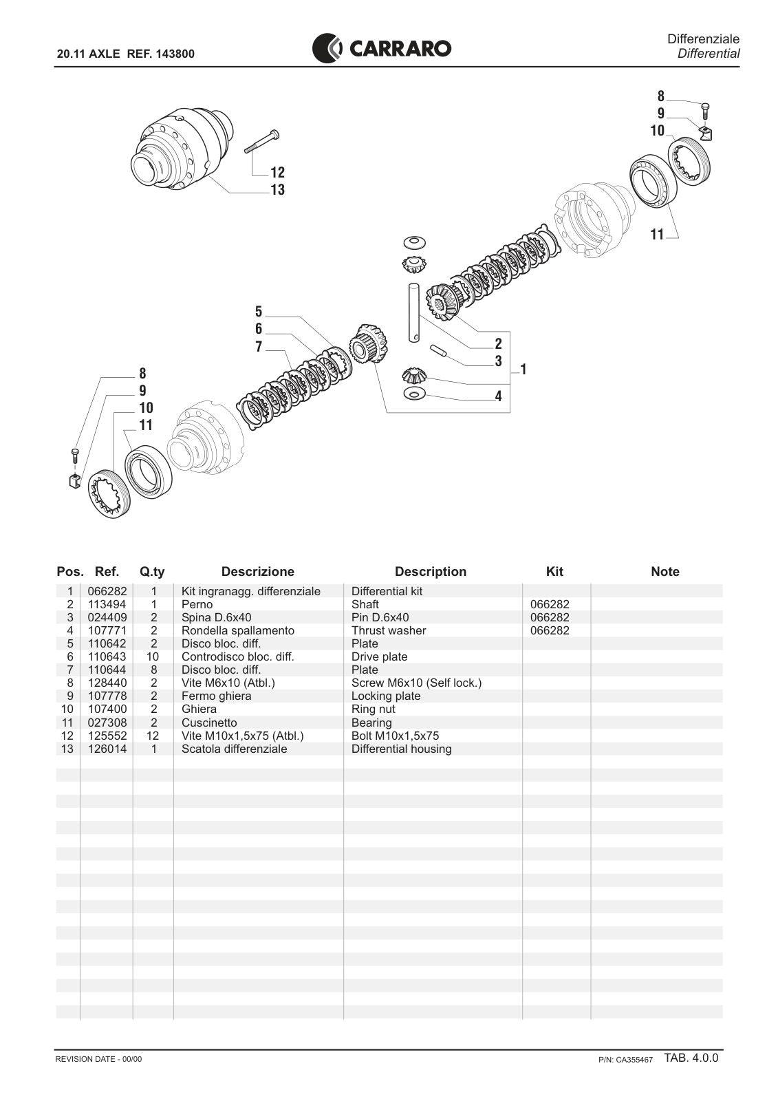 Carraro 20.11 Axle Parts Catalog (Ref. 143800) – sample page 2
