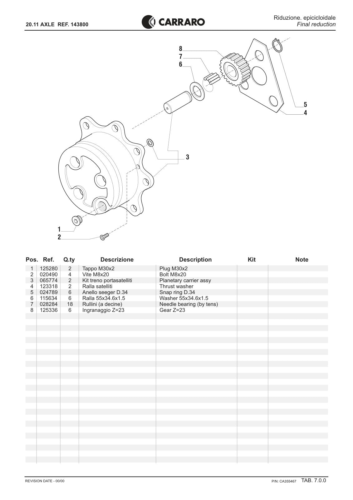 Carraro 20.11 Axle Parts Catalog (Ref. 143800) – sample page 3