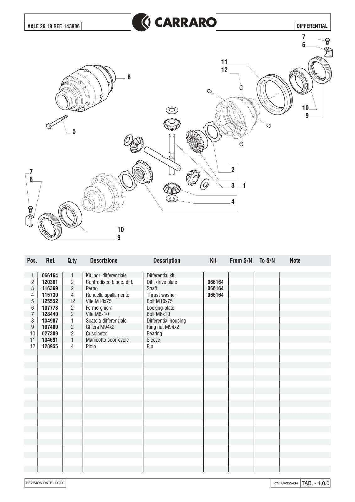 Carraro 26.19 Axle Parts Catalog (Ref. 143986) – sample page 2