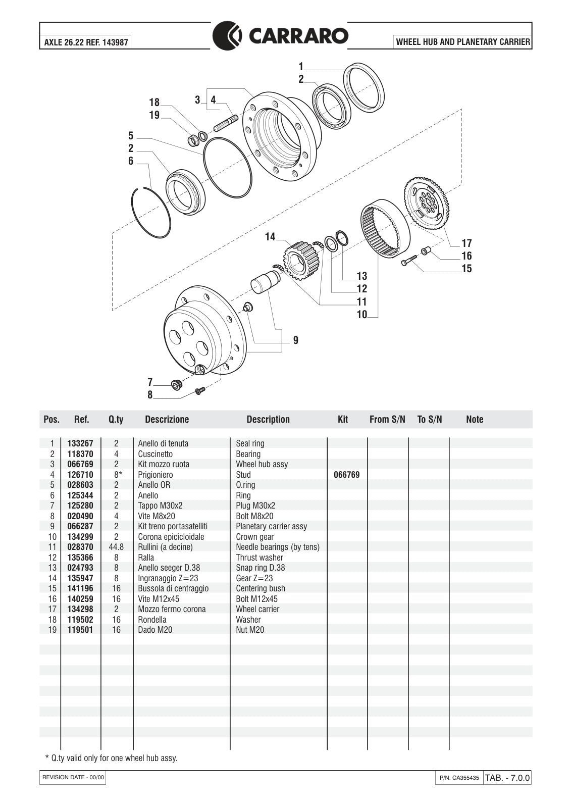 Carraro 26.22 Axle Parts Catalog (Ref. 143987) – sample page 3
