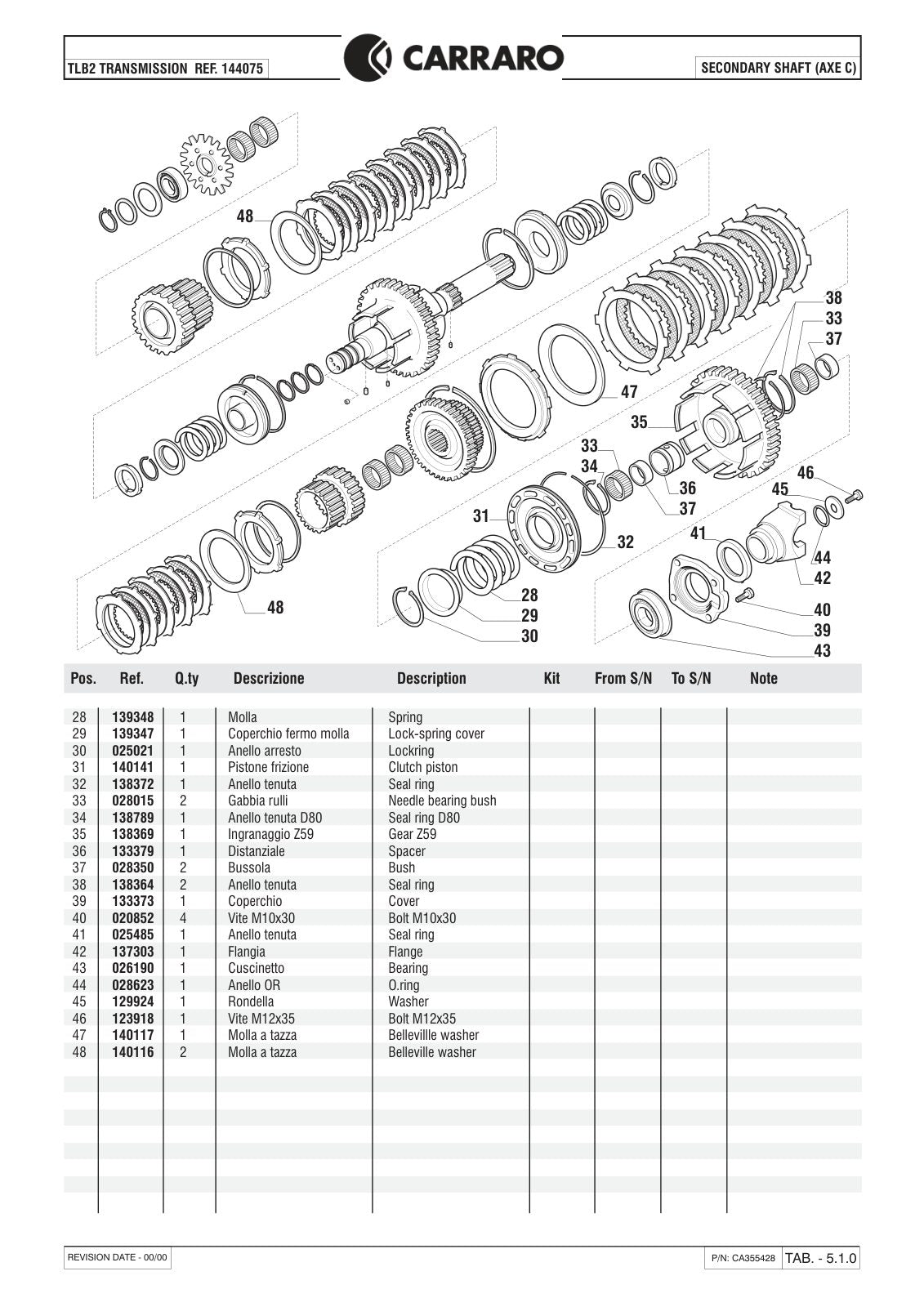 Carraro TLB2 Transmission Parts Catalog (Ref. 144075) – sample page 2
