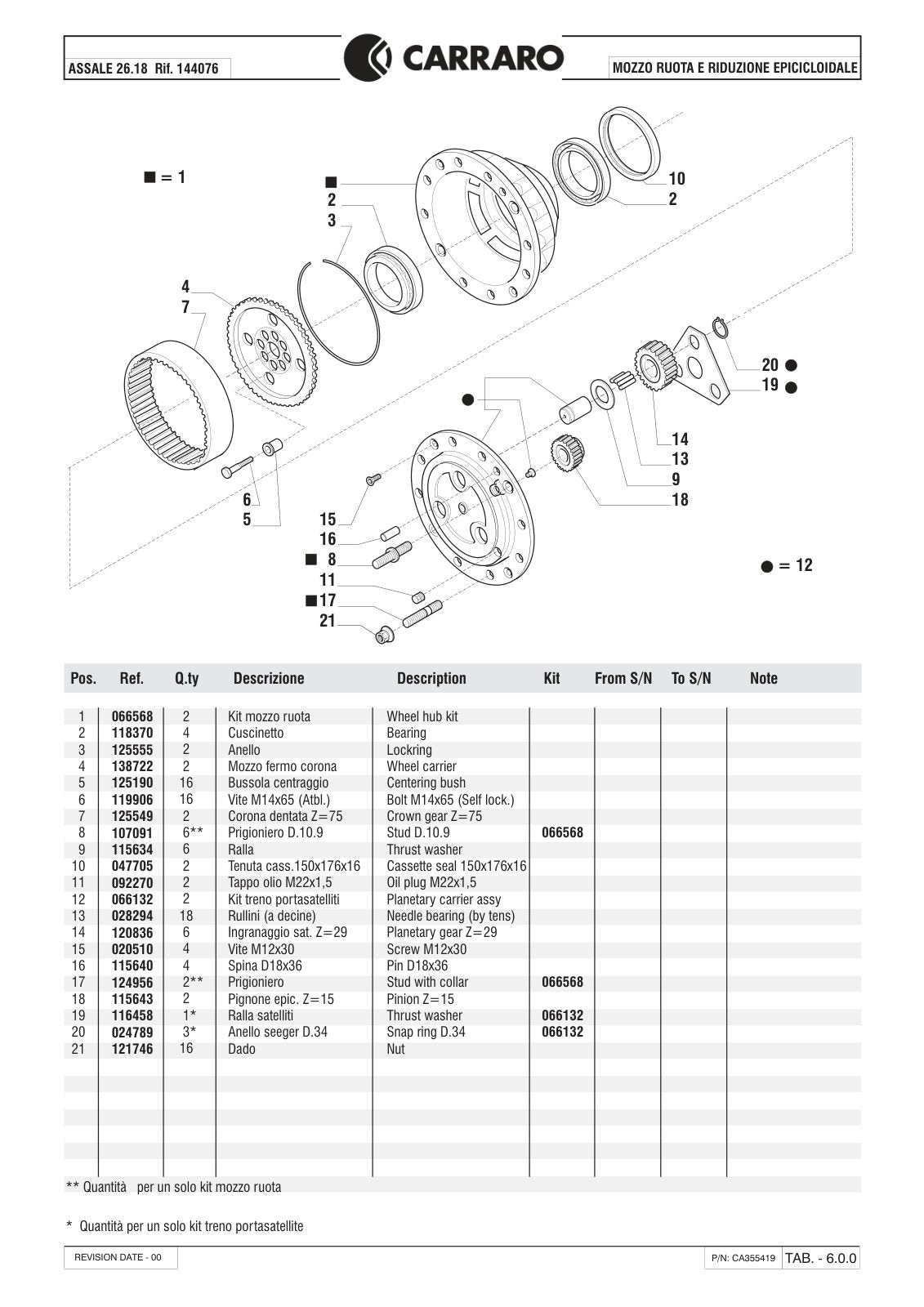 Carraro 26.18 Axle Parts Catalog (Ref. 144076) – sample page 3