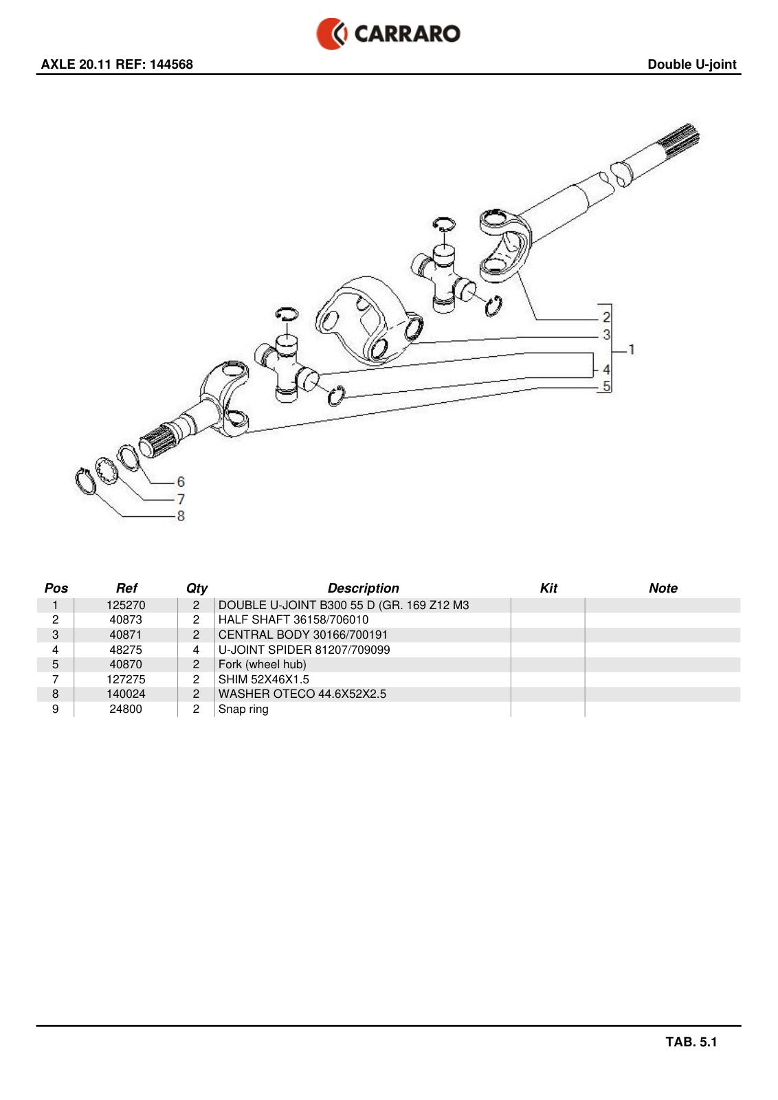 Carraro 20.11 Axle Parts Catalog (Ref. 144568) – sample page 3