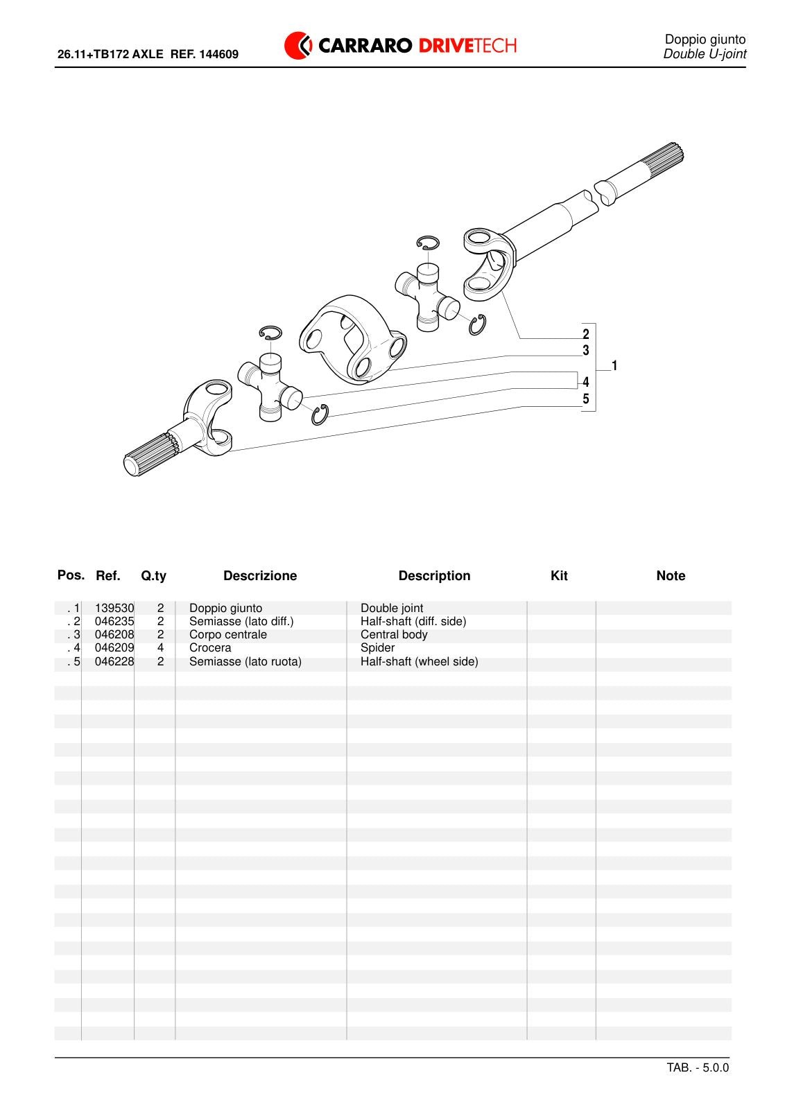 Carraro 26.11 + TB172 Axle with Transfer Box Parts Catalog (Ref. 144609) – sample page 2