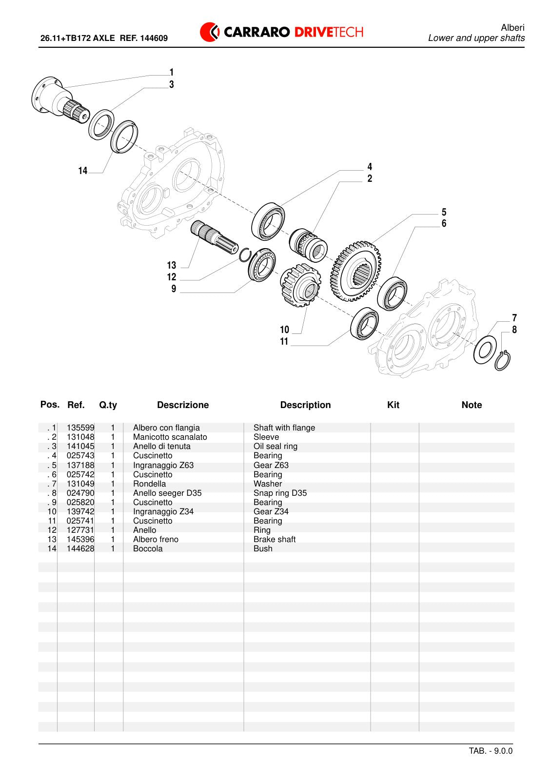 Carraro 26.11 + TB172 Axle with Transfer Box Parts Catalog (Ref. 144609) – sample page 3