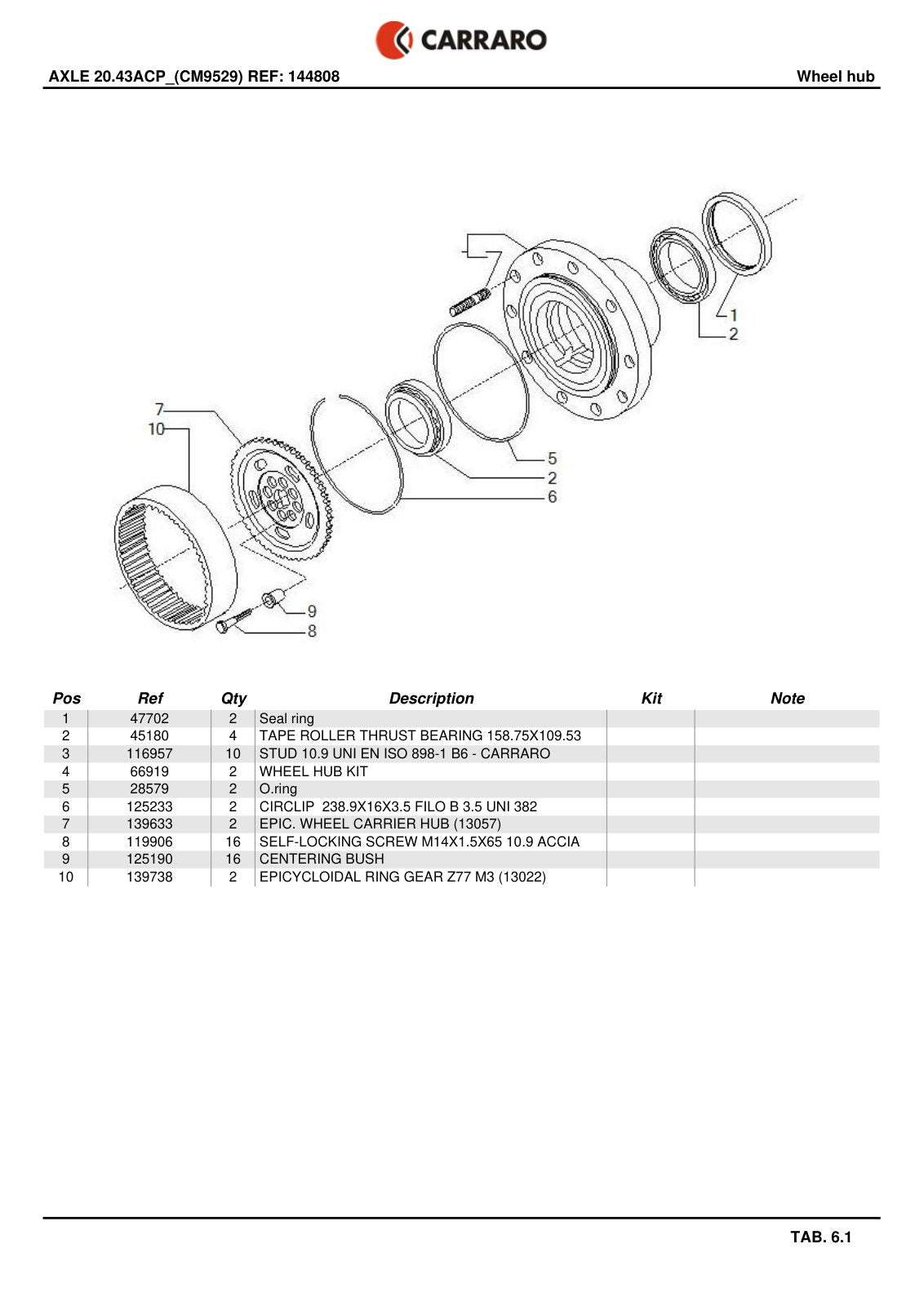 Carraro 20.43ACP Axle Parts Catalog (Ref. 144808) – sample page 3