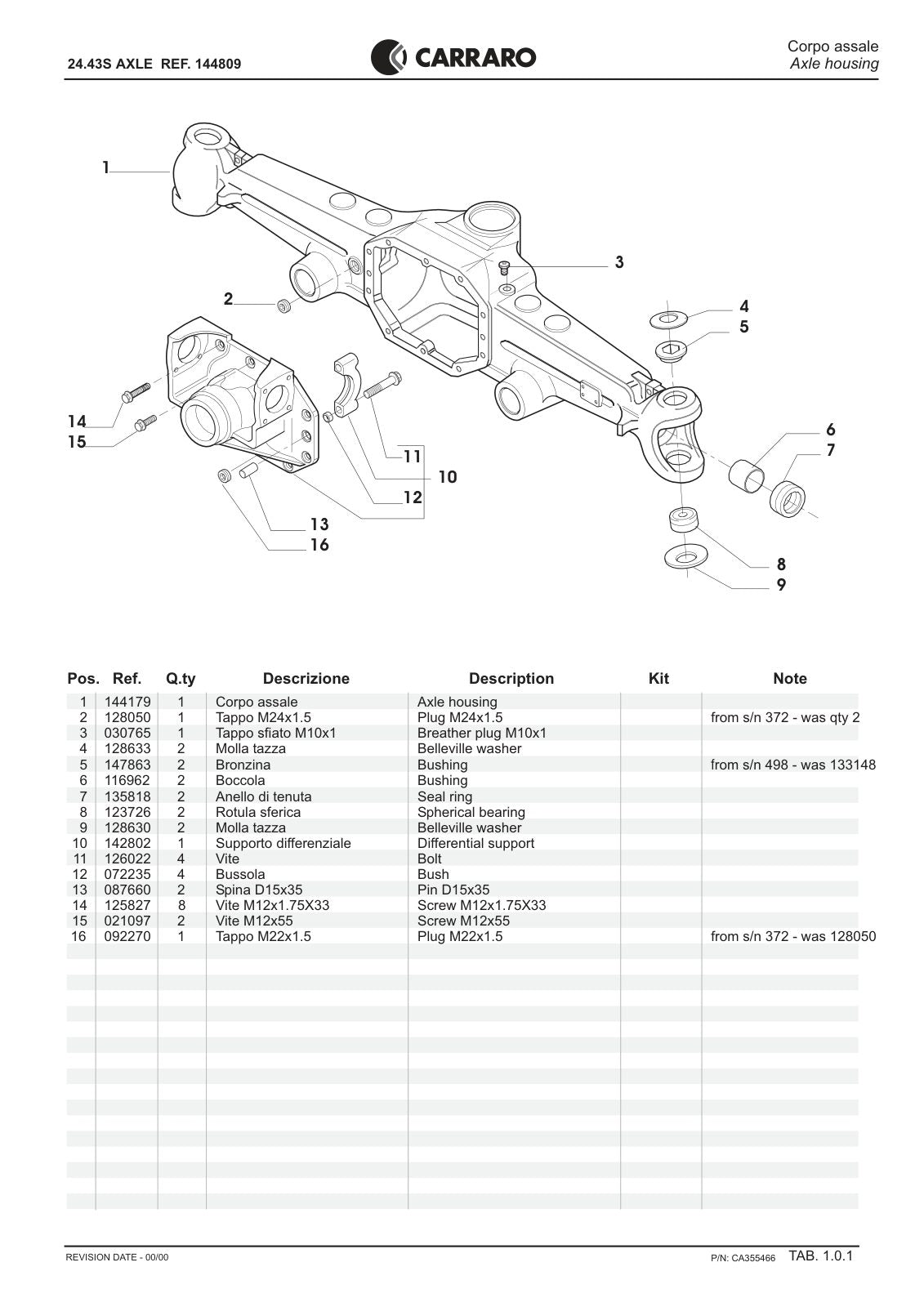 Carraro 24.43S Axle Parts Catalog (Ref. 144809) – sample page 1