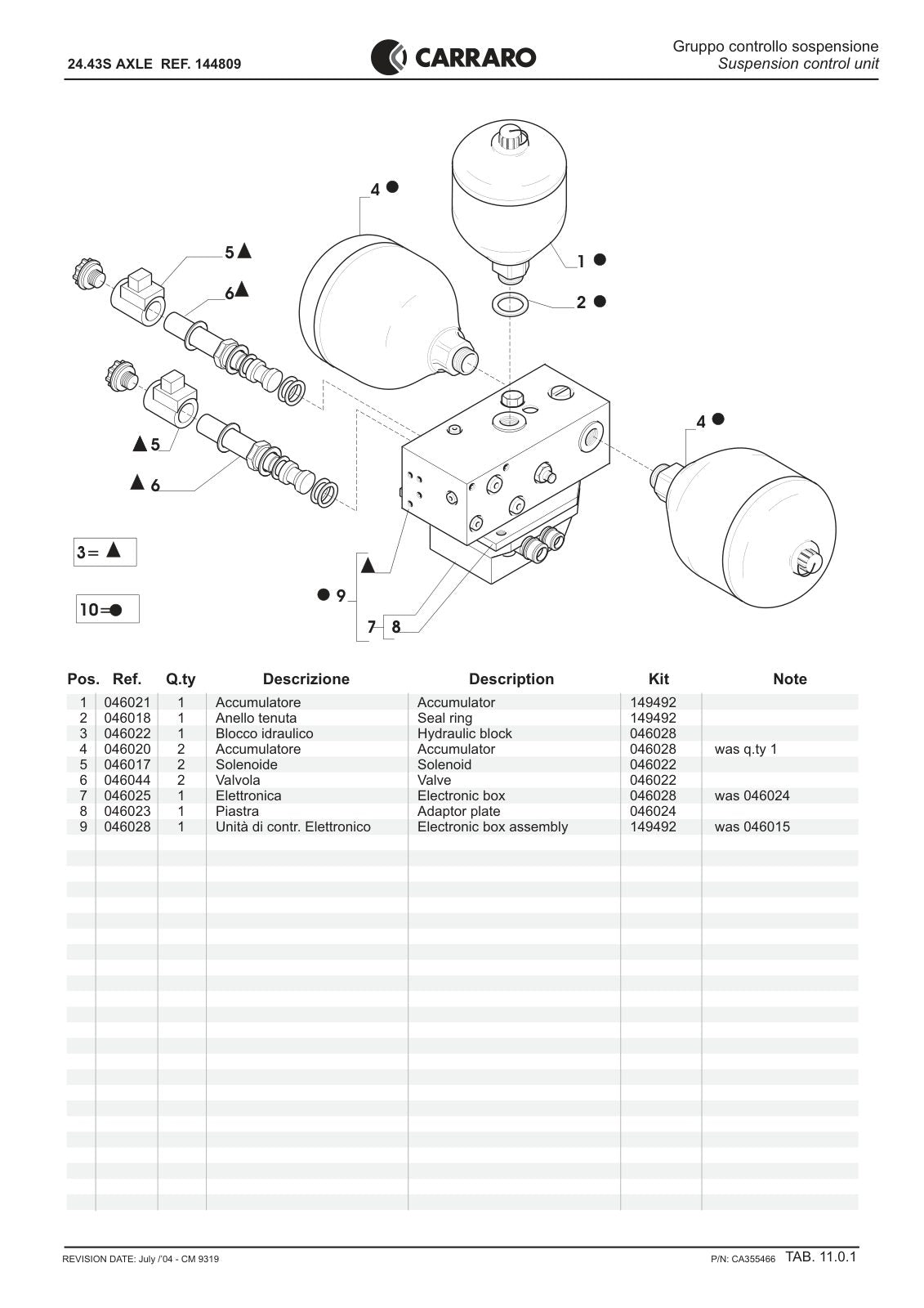 Carraro 24.43S Axle Parts Catalog (Ref. 144809) – sample page 3