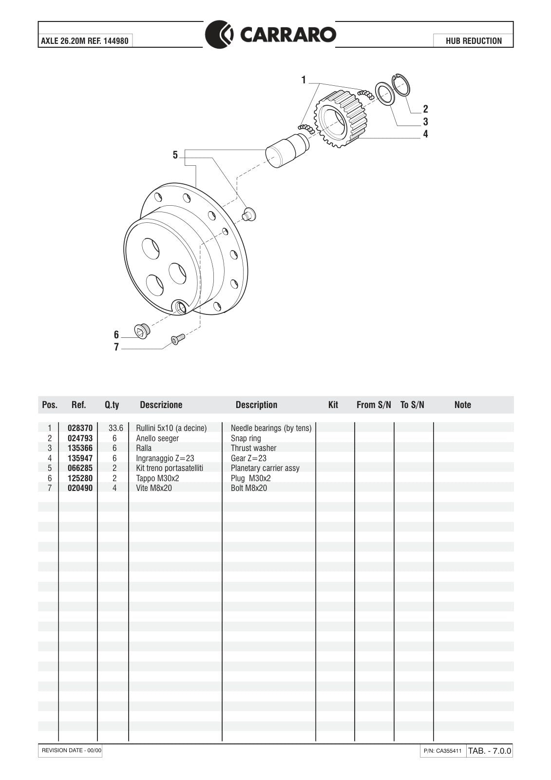 Carraro 26.20M Axle Parts Catalog (Ref. 144980) – sample page 3