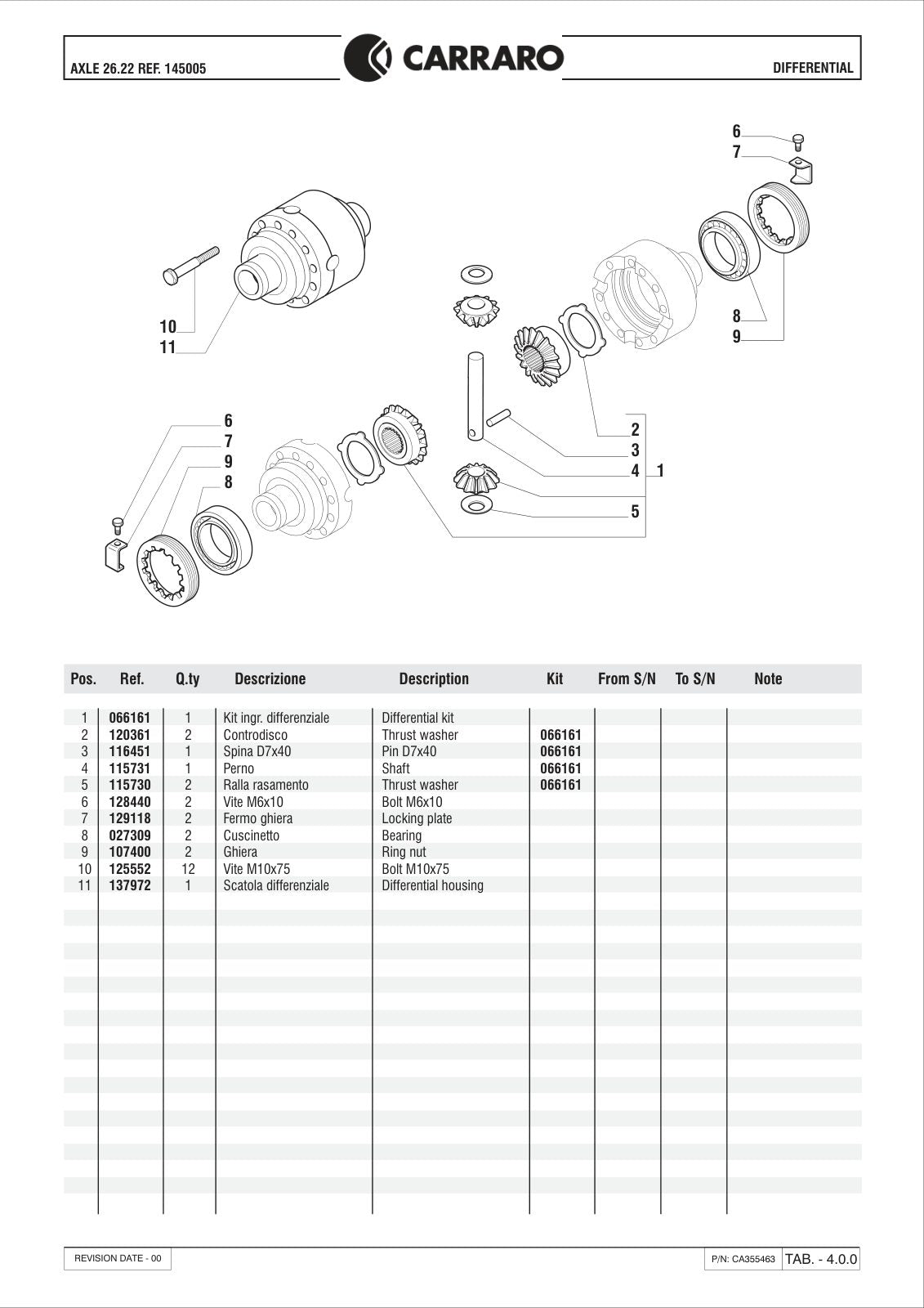 Carraro 26.22 Axle Parts Catalog (Ref. 145005) – sample page 2