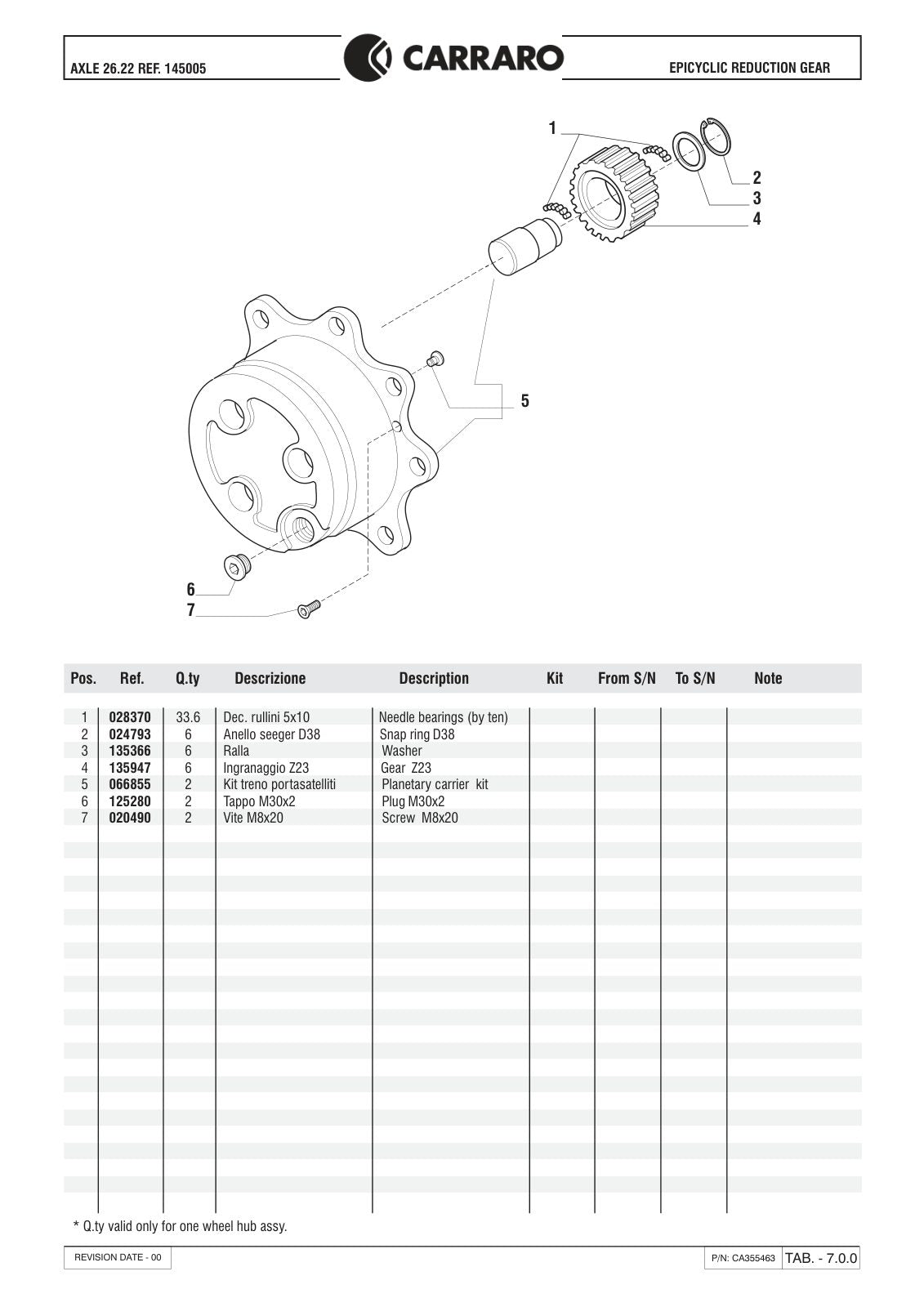 Carraro 26.22 Axle Parts Catalog (Ref. 145005) – sample page 3