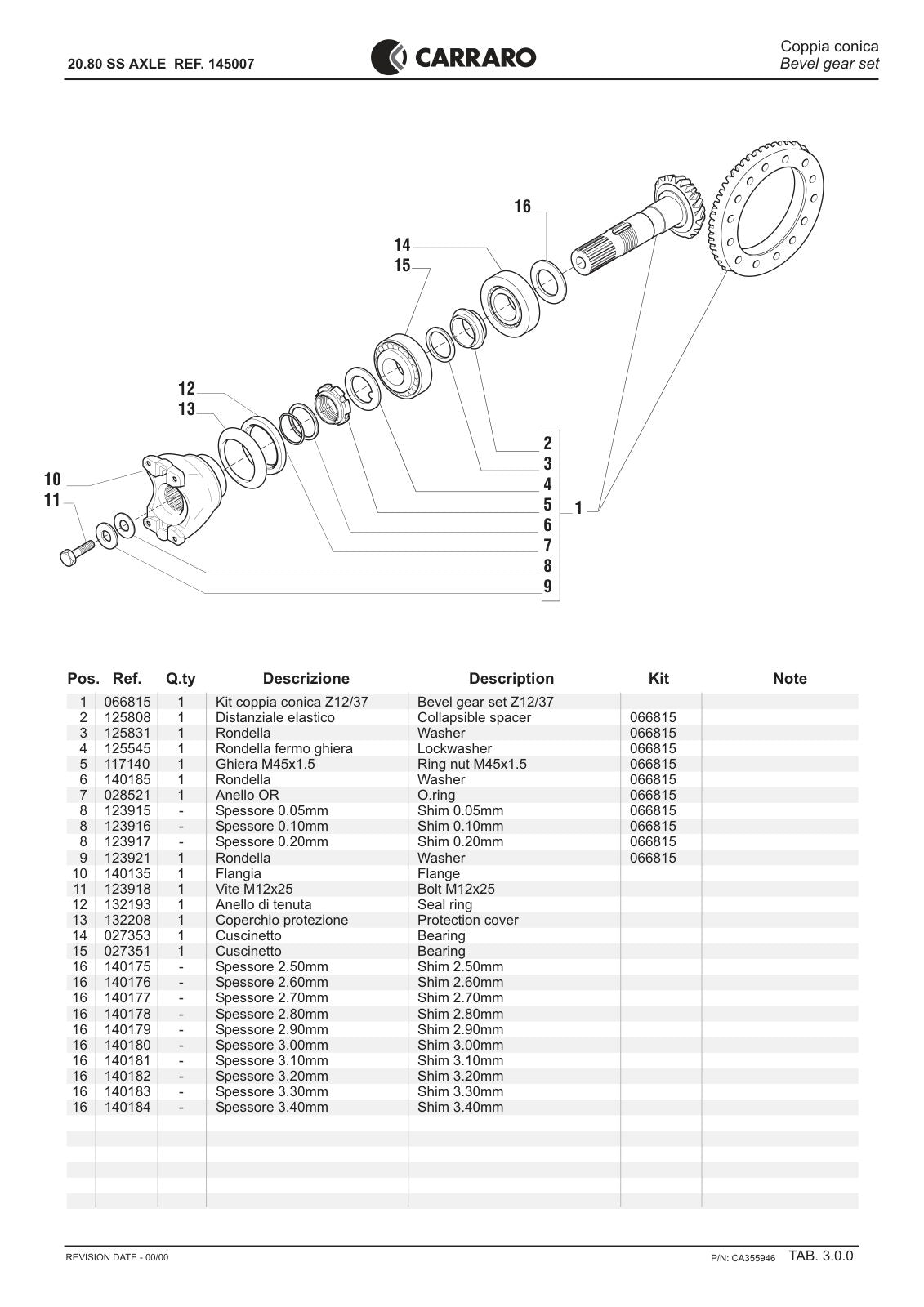 Carraro 20.80 Axle Parts Catalog (Ref. 145007) – sample page 2