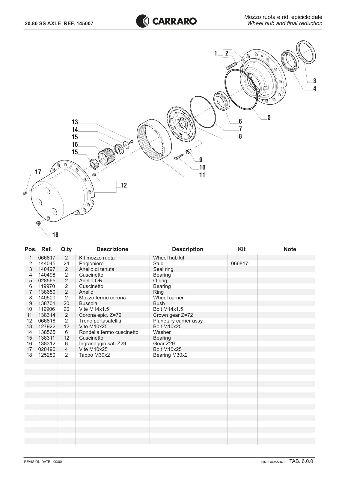 Carraro 20.80 Axle Parts Catalog (Ref. 145007) – sample page 3