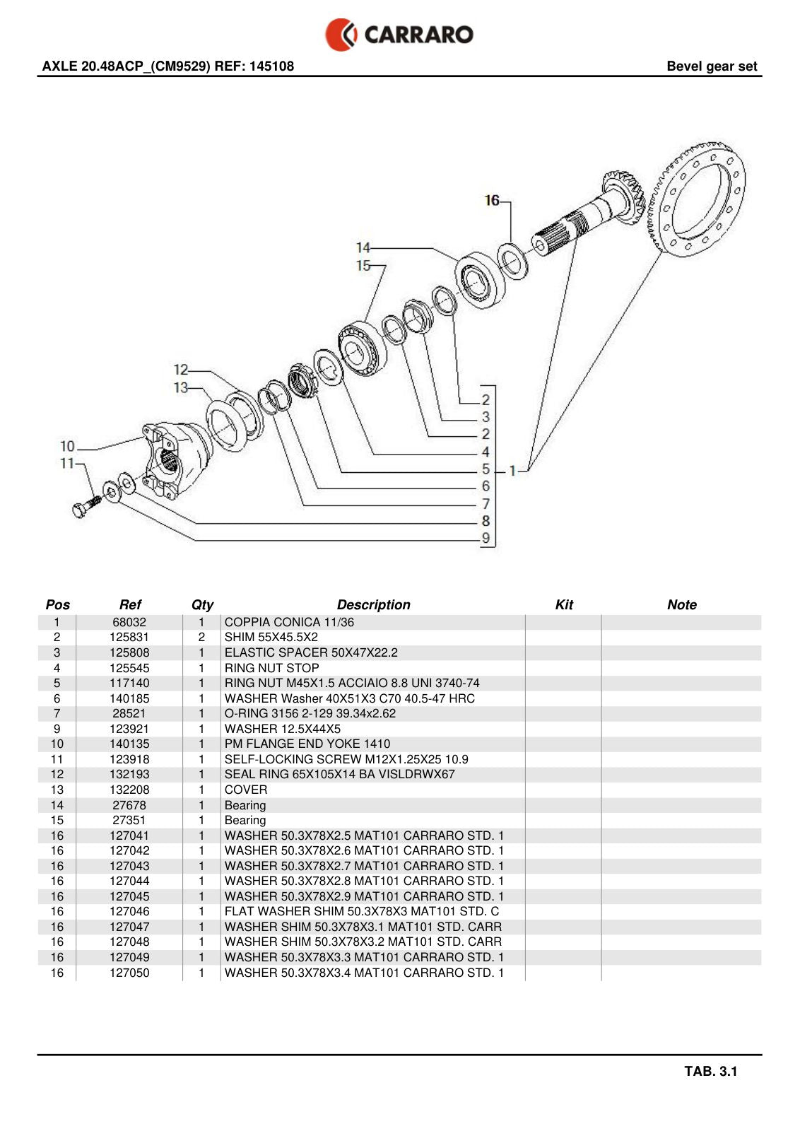 Carraro 20.48ACP Axle Parts Catalog (Ref. 145108) – sample page 2
