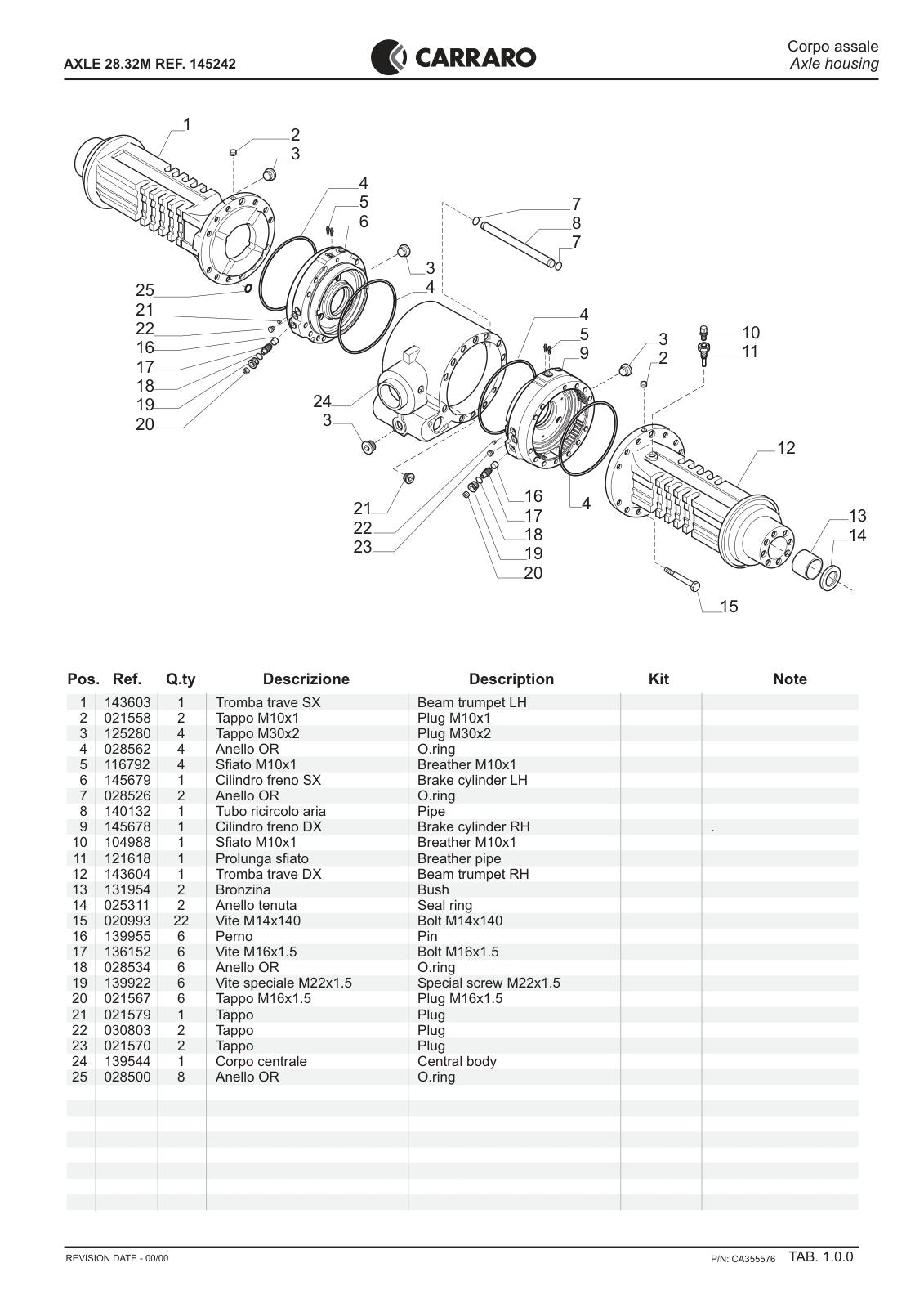 Carraro 28.32 Axle Parts Catalog (Ref. 145242) – sample page 1