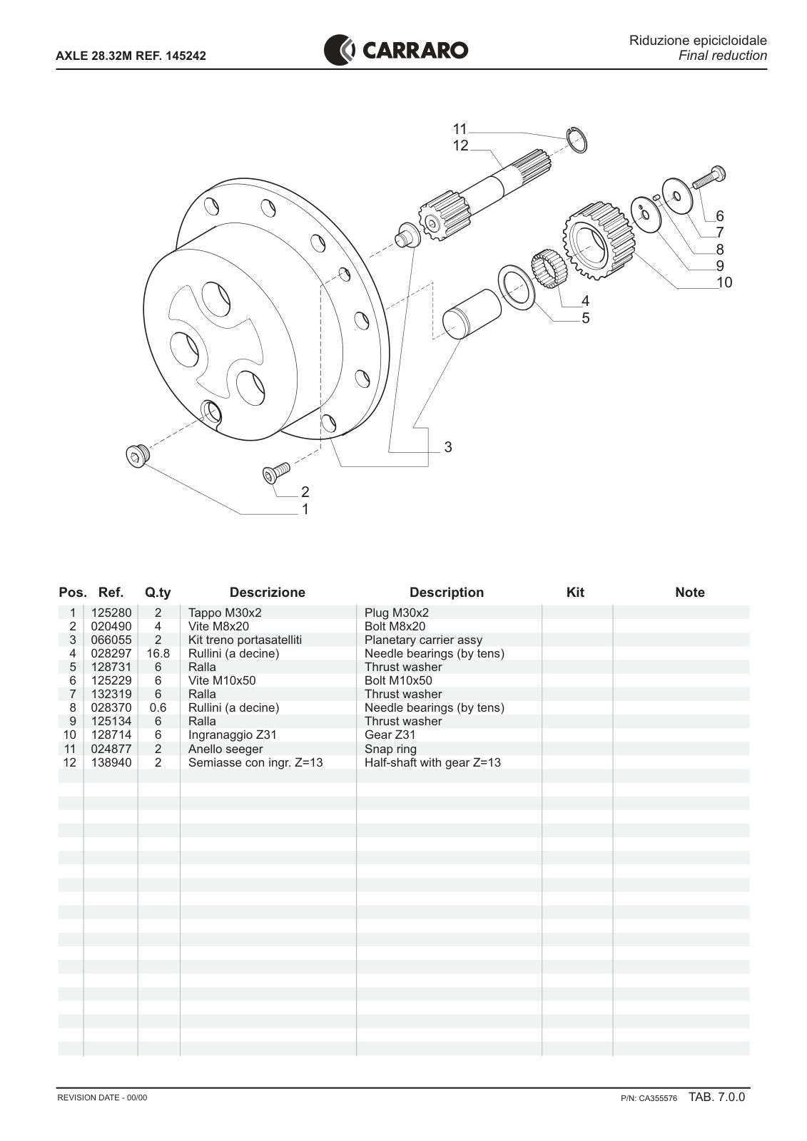 Carraro 28.32 Axle Parts Catalog (Ref. 145242) – sample page 3