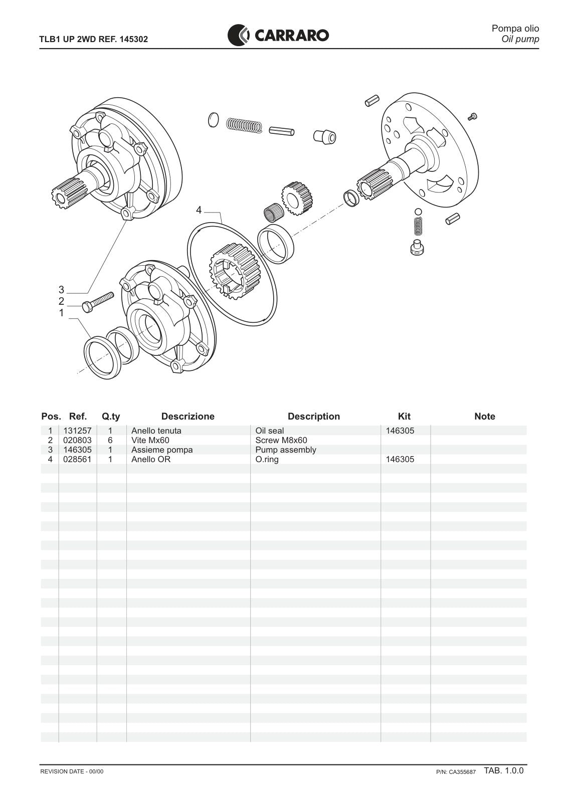 Carraro TLB1 Transmission Parts Catalog (Ref. 145302) – sample page 1