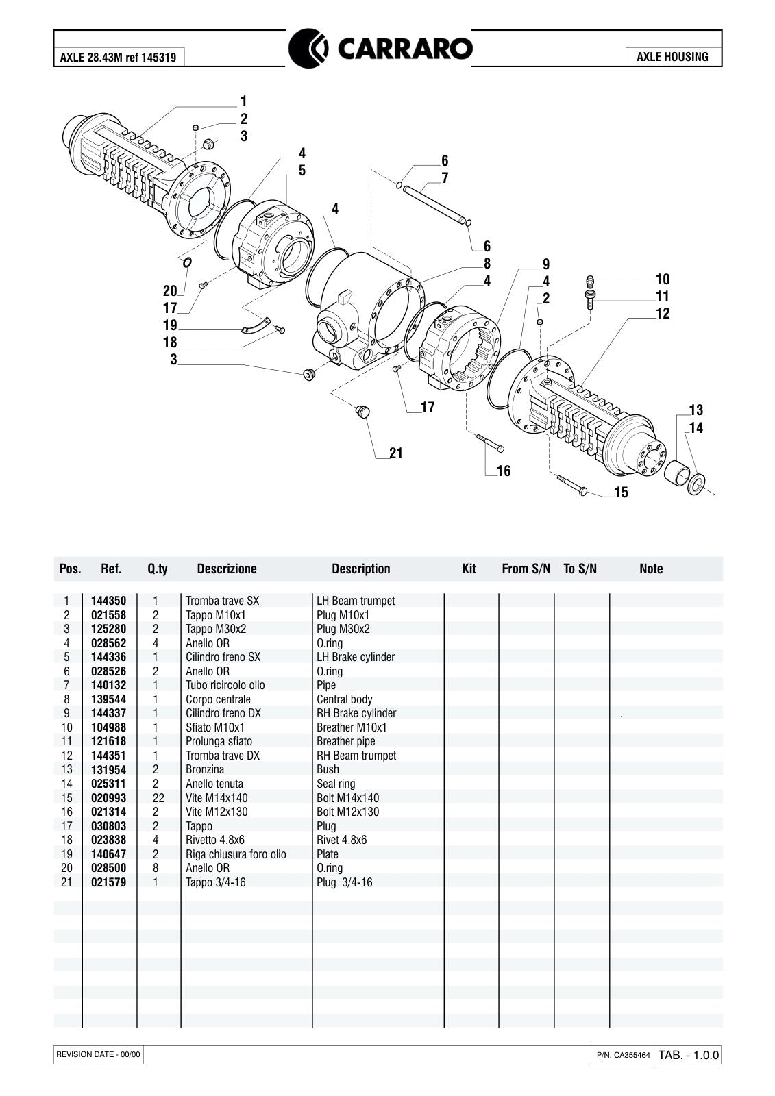 Carraro 28.43M Axle Parts Catalog (Ref. 145319) – sample page 1