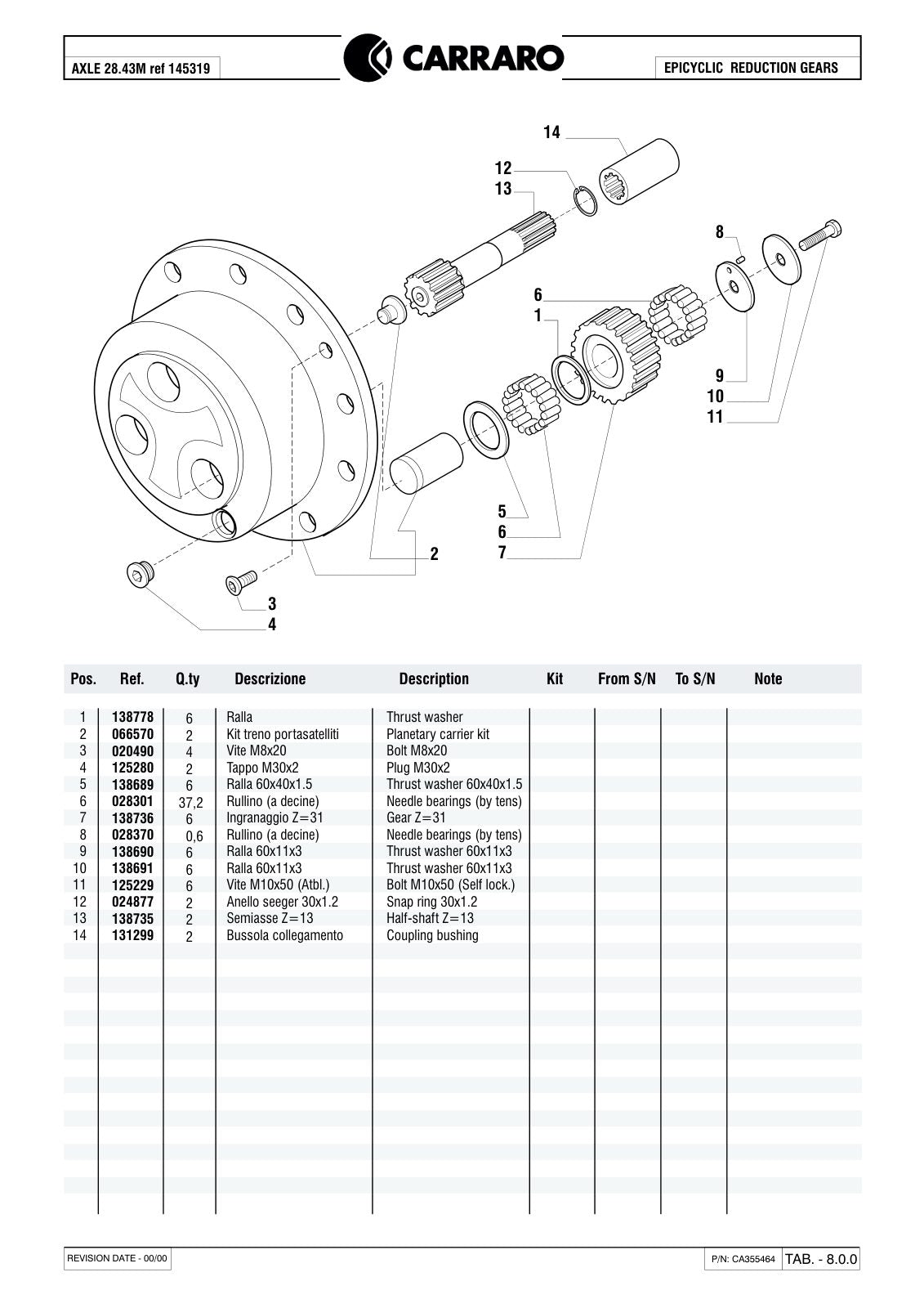 Carraro 28.43M Axle Parts Catalog (Ref. 145319) – sample page 3