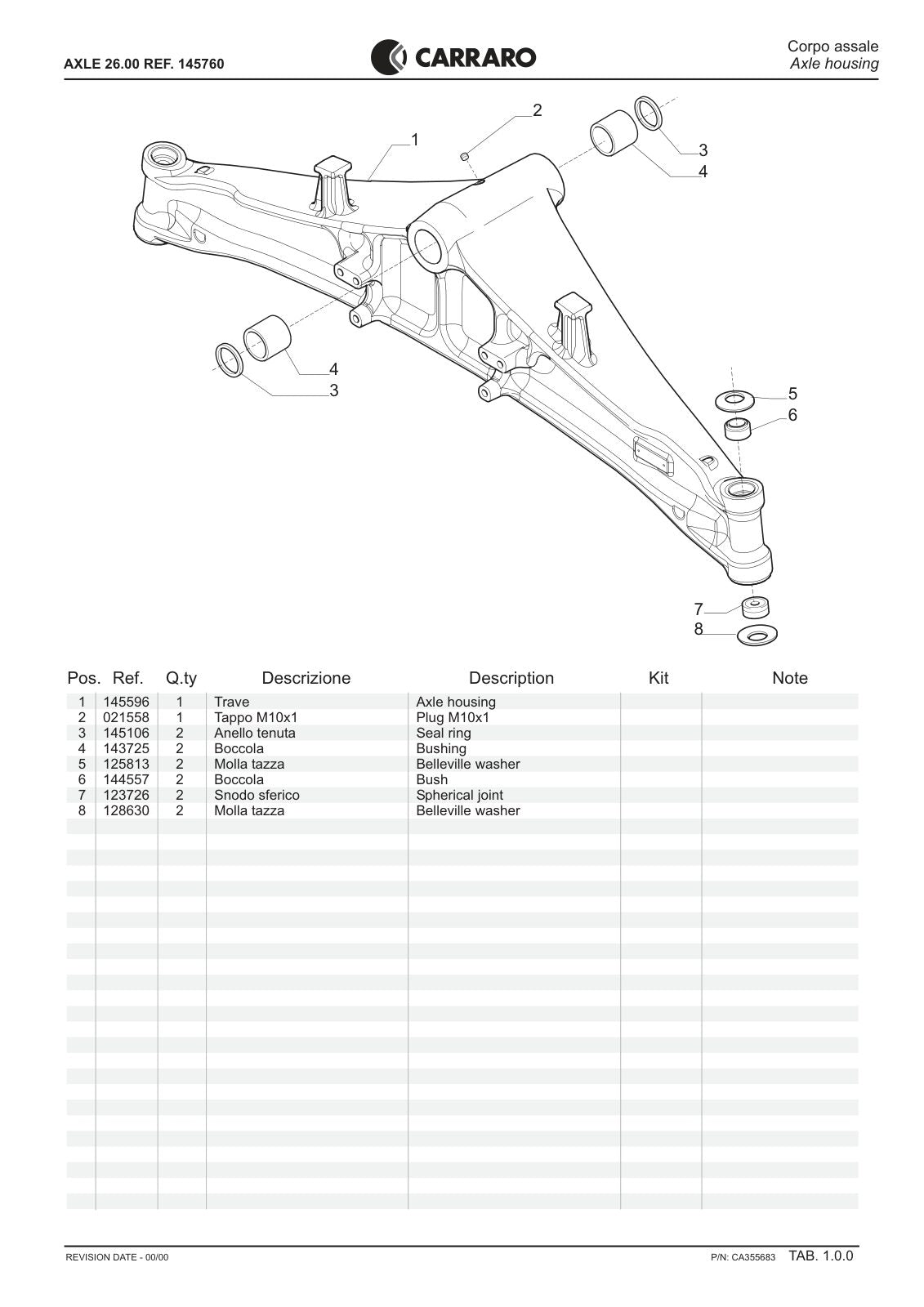 Carraro 26.00 Axle Parts Catalog (Ref. 145760) – sample page 1