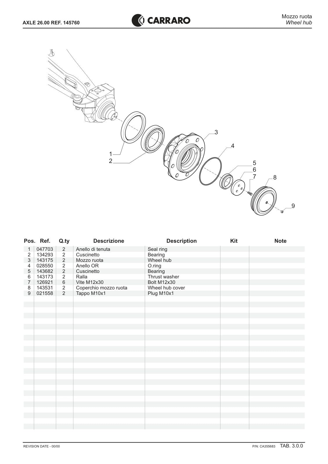 Carraro 26.00 Axle Parts Catalog (Ref. 145760) – sample page 3