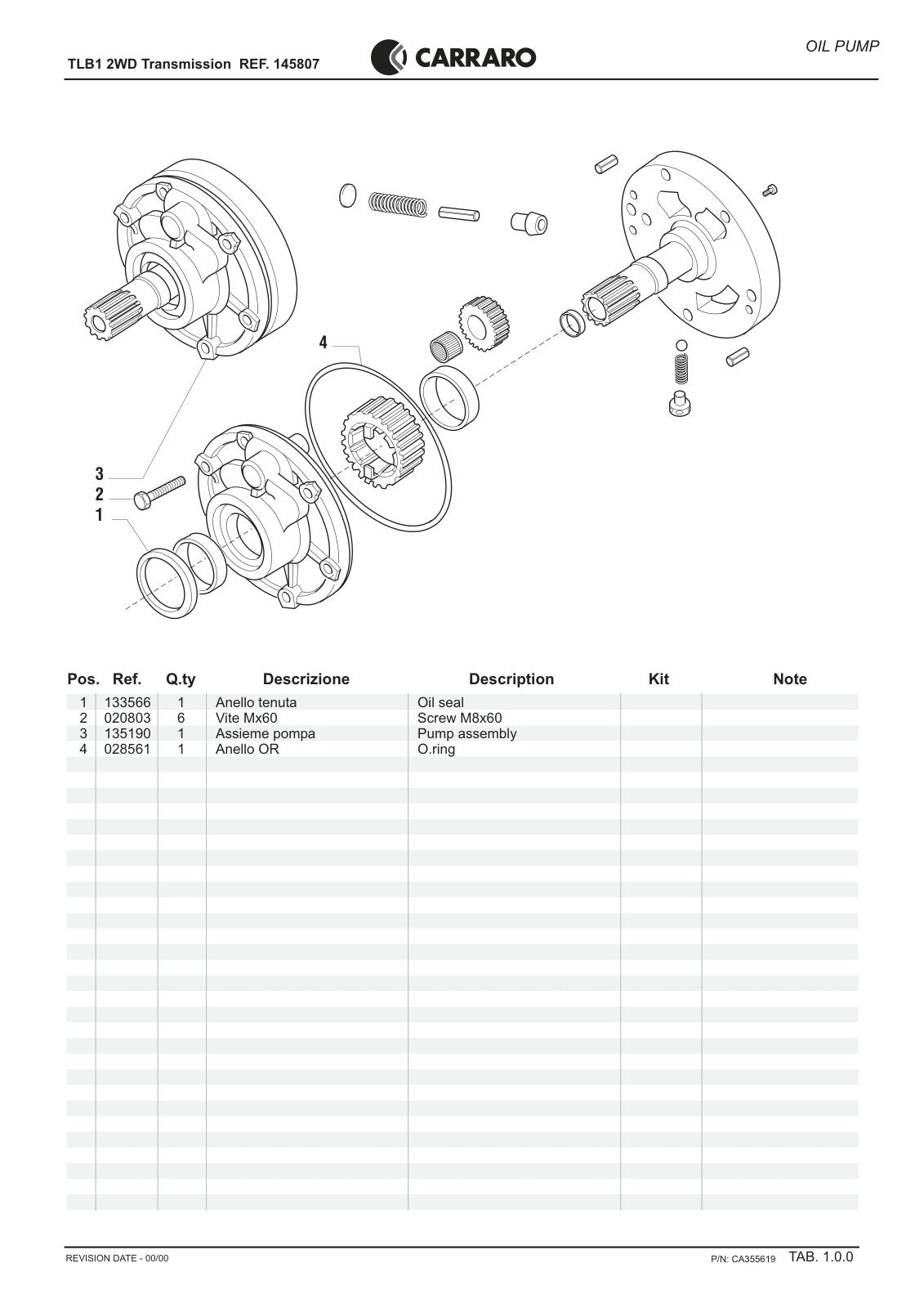 Carraro TLB1 Transmission Parts Catalog (Ref. 145807) – sample page 1