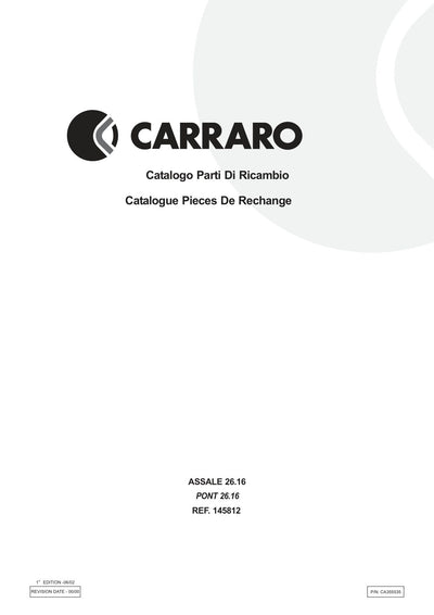 Carraro 26.16 Axle Parts Catalog (Ref. 145812) – cover