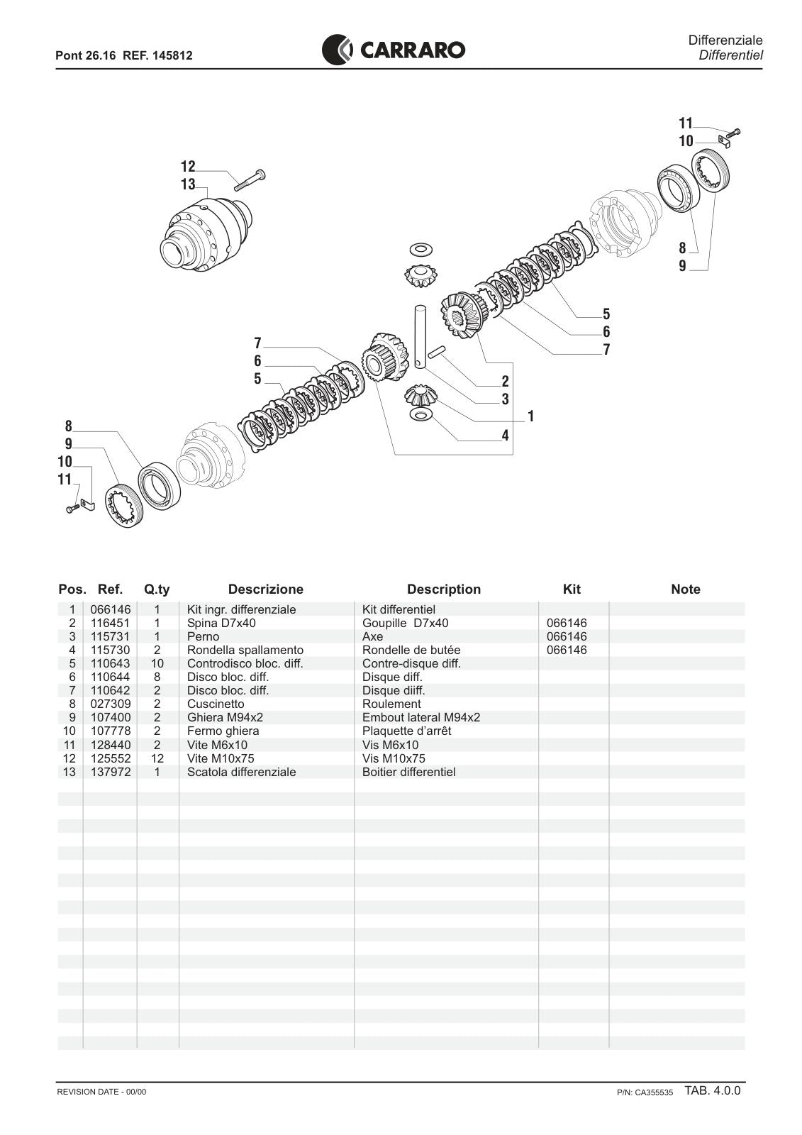 Carraro 26.16 Axle Parts Catalog (Ref. 145812) – sample page 2