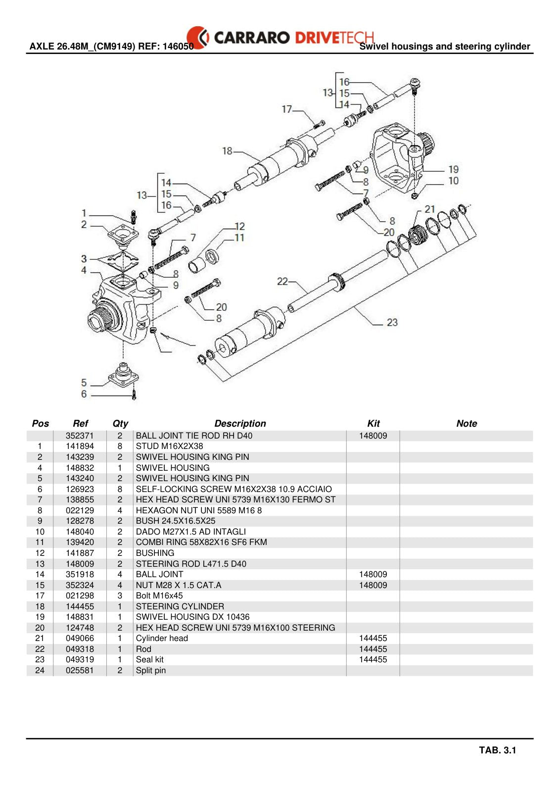 Carraro 26.48M Axle Parts Catalog (Ref. 146050) – sample page 2