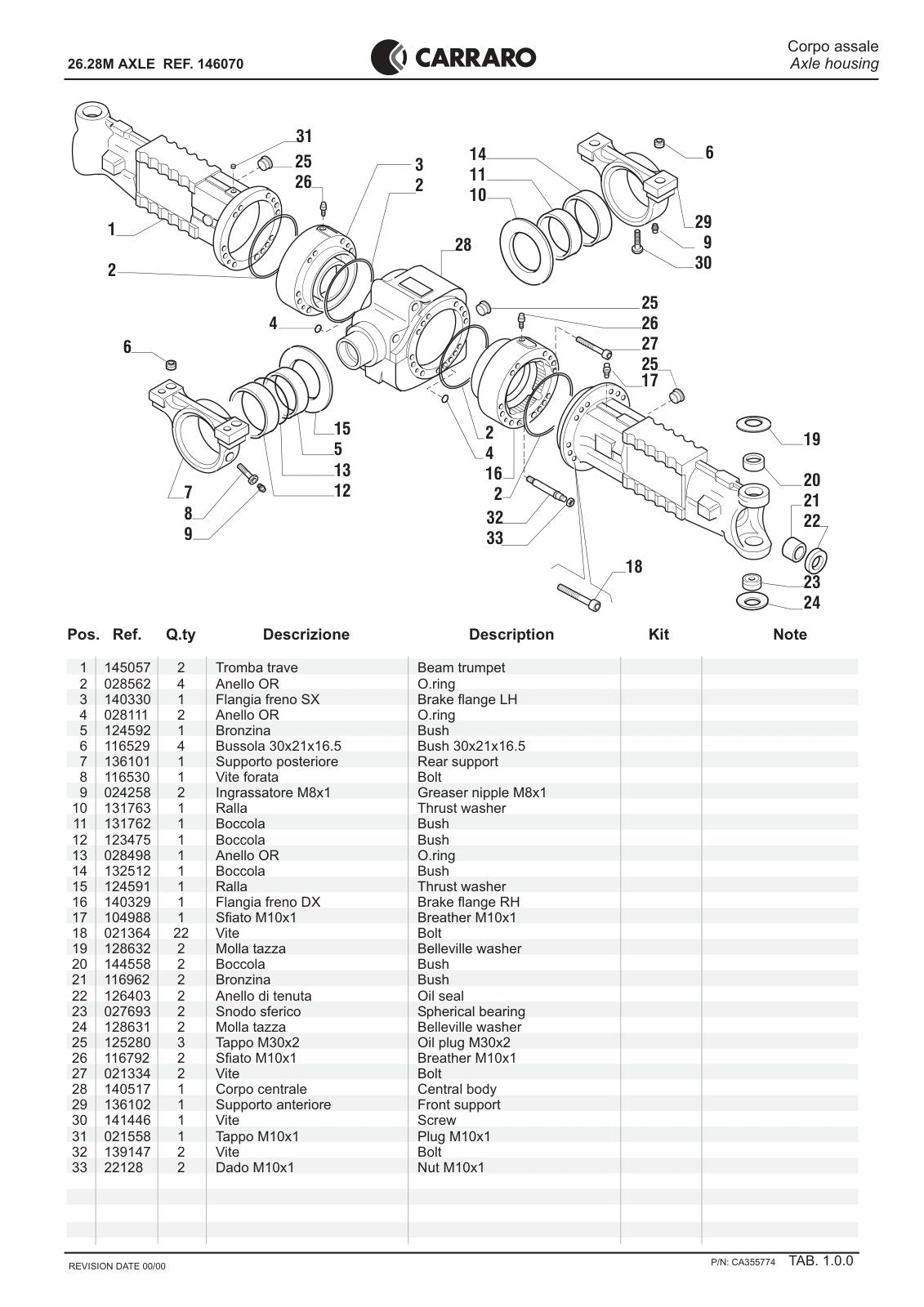Carraro 26.28M Axle Parts Catalog (Ref. 146070) – sample page 1
