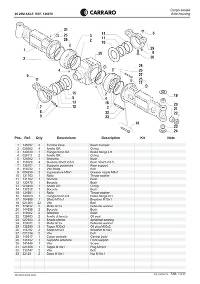 Carraro 26.28M Axle Parts Catalog (Ref. 146070) – sample page 1