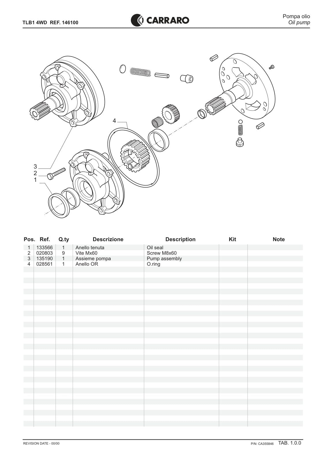 Carraro TLB1 Transmission Parts Catalog (Ref. 146100) – sample page 1