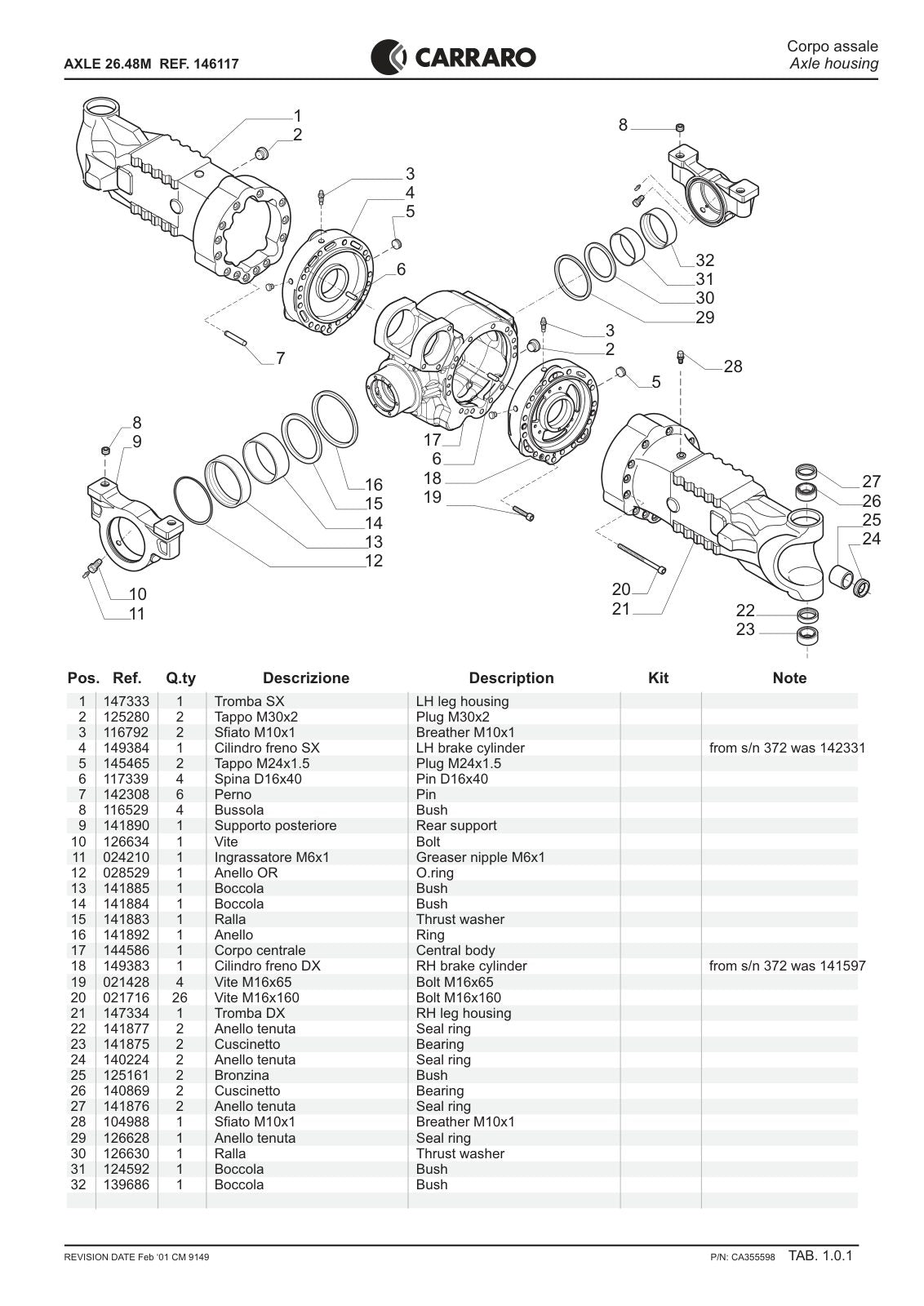 Carraro 26.48M Axle Parts Catalog (Ref. 146117) – sample page 1