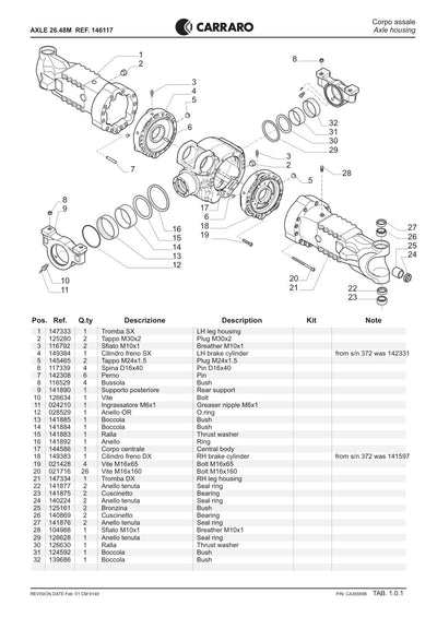 Carraro 26.48M Axle Parts Catalog (Ref. 146117) – sample page 1