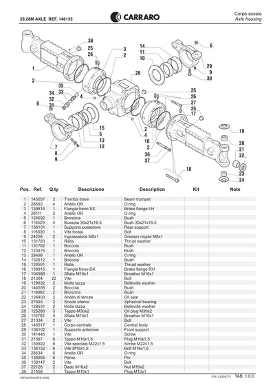 Carraro 26.28M Axle Parts Catalog (Ref. 146135) – sample page 1